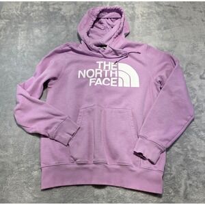 The North Face Mens Medium Lavender Purple Hoodie White Logo Pullover Fleece